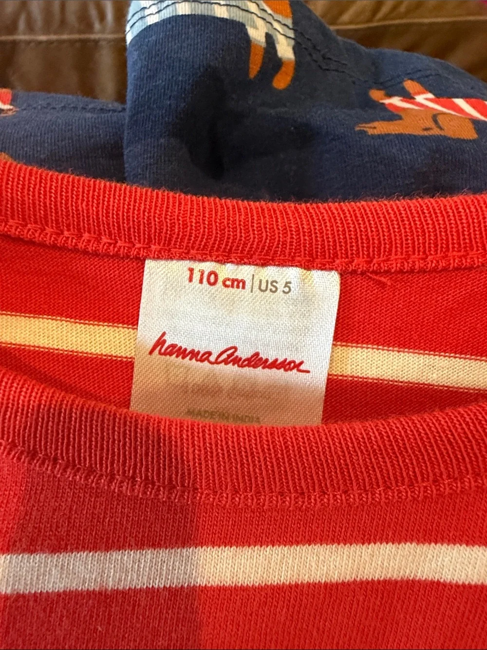 Hanna Andersson Red Stripe and Navy Dog Print Dress